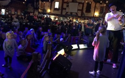 Spike performing On the central pier in Blackpool 
