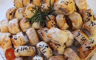 Our very popular home-made sausage rolls