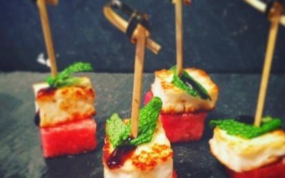 WaterMelon, Hallouni and Mint Canapes