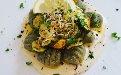 Vegan Sweet Potato Spirulina Gnocchi