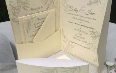 Bespoke pocket-fold Olive leaf design