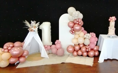 Balloon set up for a party on boat