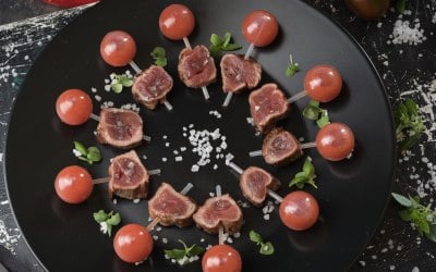 Dine Delivered canapes - beef & bloody mary Shot