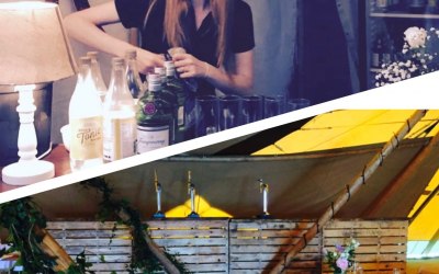 Our pop up bars, and barmaid Kayleigh 