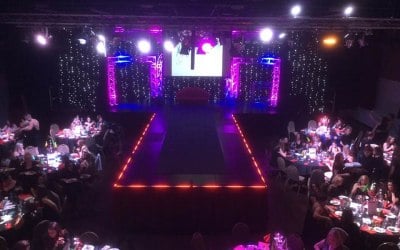 Catwalk and stage truss work and Lighting