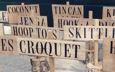 Vintage style signs for the games. 