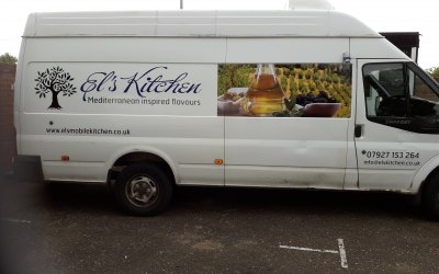 Van with matching logos