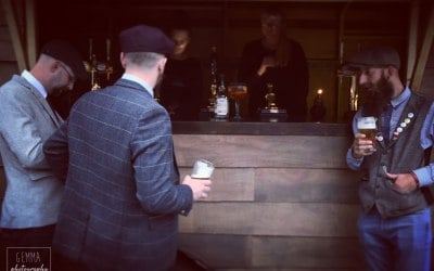 The view into the bar servery, the shape of the railway carriage and design of the structure stand out