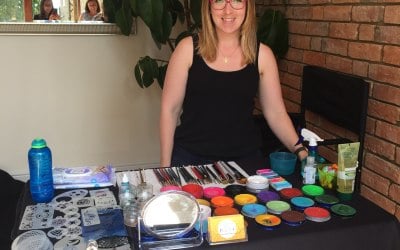 Emma from Fizz Pop all set up for a children's party