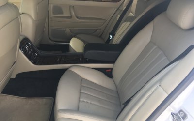 Inside white Bentley