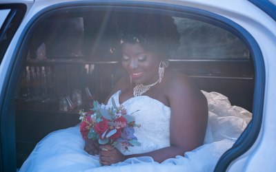A thoughtful moment for beautiful Katie just as she arrived at Church by Photographer Josephine Gray