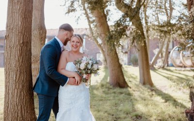 Bride and groom at Denham Grove Hotel, Uxbridge