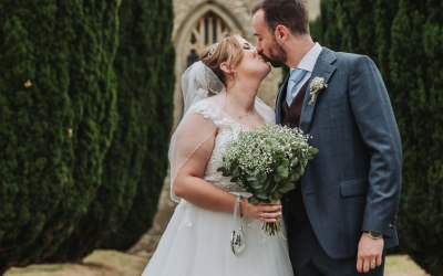 Bride and Groom at Little Gaddensden Church, Trina