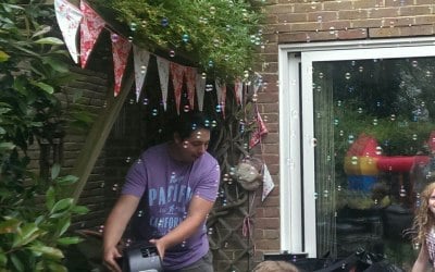 At a garden party in Surrey