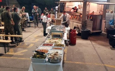 300 German Air Force personnel being fed