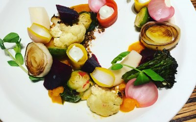 Salad of Charred and Pickled Vegetables with Goat's Cheese Cream