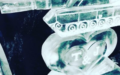 Tank on top of Heart Ice Sculpture Luge- any designs possible. 