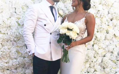 Aphrodite Flower Wall - Perfect backdrop for the beautiful bride & groom.