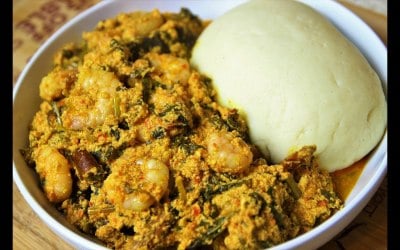 pounded yam and Egusi 