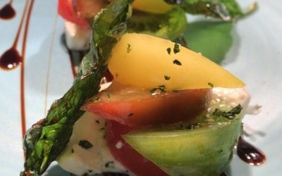 Heritage Tomato & Burrata Salad with Crispy Basil Leaves