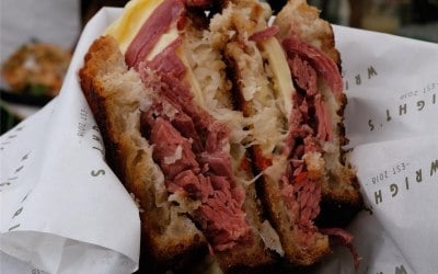 Homecured Salt Beef Reuben Sandwich on Organic Sourdough