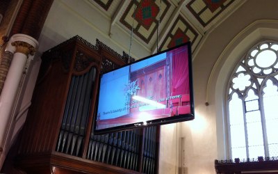 80" LED screen installed into SDA, Brixton