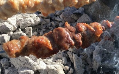Souvlaki over charcoal 