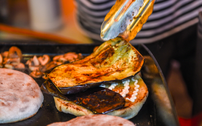Aubergine Sandwich Being made
