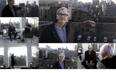 Actor Robert Bathurst and the Manchester skyline