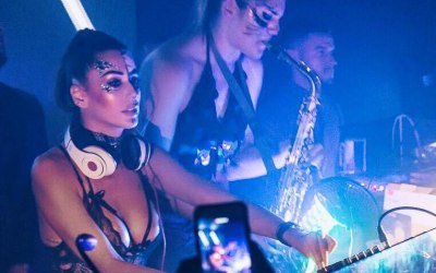 Venus Nightclub, Manchester. Playing with Sax player Ellie Sax. 
