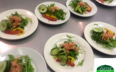 Salad and smoked prawns....yum