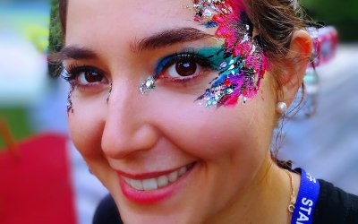 Product Launch Event Glitter Face Art