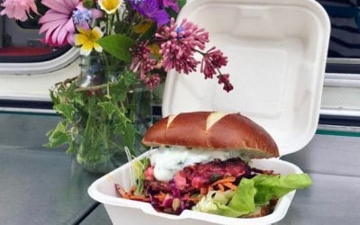 Beetroot and feta burger