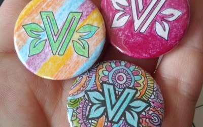 Custom badges for V In The Park, using their logo.
