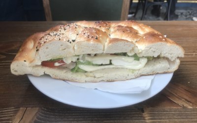 Pide Bread with Feta and Tomatp