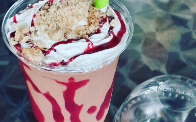Strawberry cheesecake iced frappe