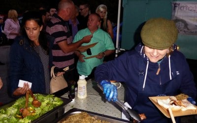 Alison serving hungry customers