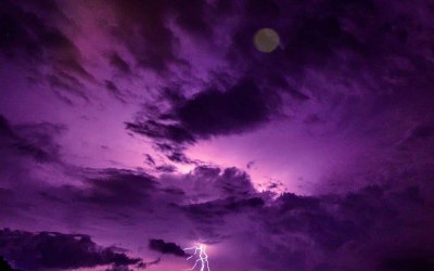 Thunder storm a couple hundred feet up at a mountain cabin.