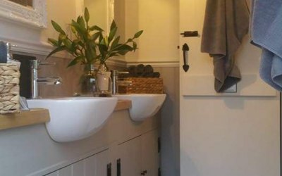 Inside the ladies powder room