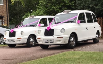Modern white taxis