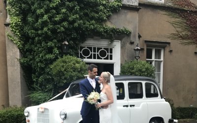 Vintage white taxi
