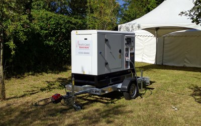 Generator powering a marquee wedding