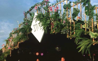 Planet gold decor stage decoration SW7s festival Bristol 