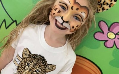 A leopard at a birthday party