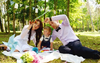 Creative family photoshoot - baptism celebration.
