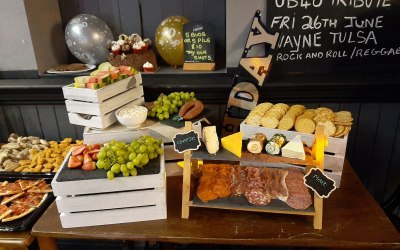Cheese & meat platter with a selection of crackers 