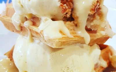 Peach Cobbler waffles 