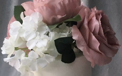 Silk flower wedding cake topper
