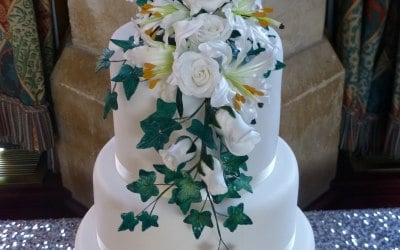 Hand crafted sugar roses and lily bouquet