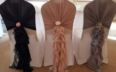 Rufflehoods in Navy, Dusky pink and Grey